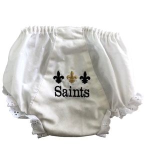 NFL Saints Monogrammed White Diaper Cover sz 2 fit 1-2